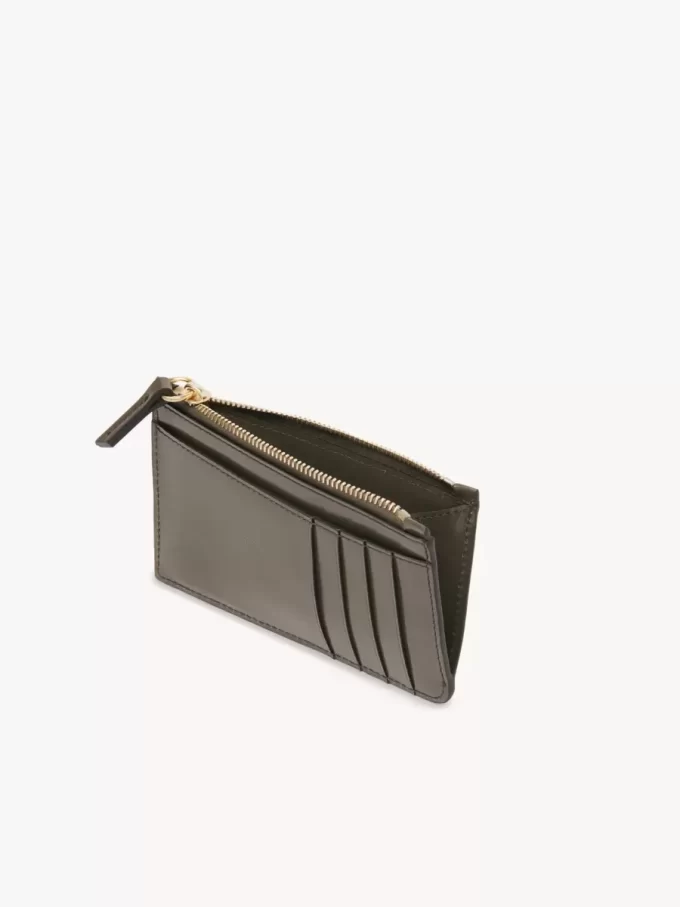 Petit porte-monnaie Chloé Iconic avec fentes pour cartes en cuir brillant