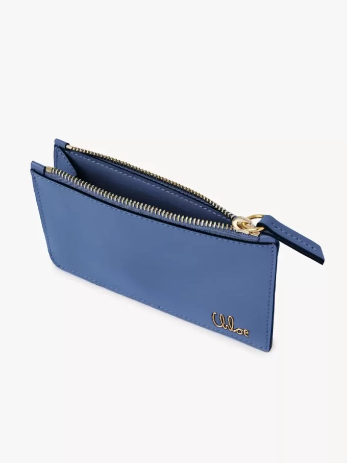 Petit porte-monnaie Chloé Iconic avec fentes pour cartes en cuir brillant