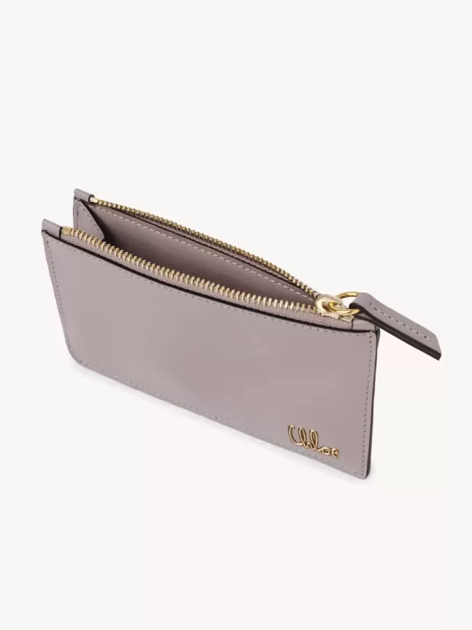 Petit porte-monnaie Chloé Iconic avec fentes pour cartes en cuir brillant