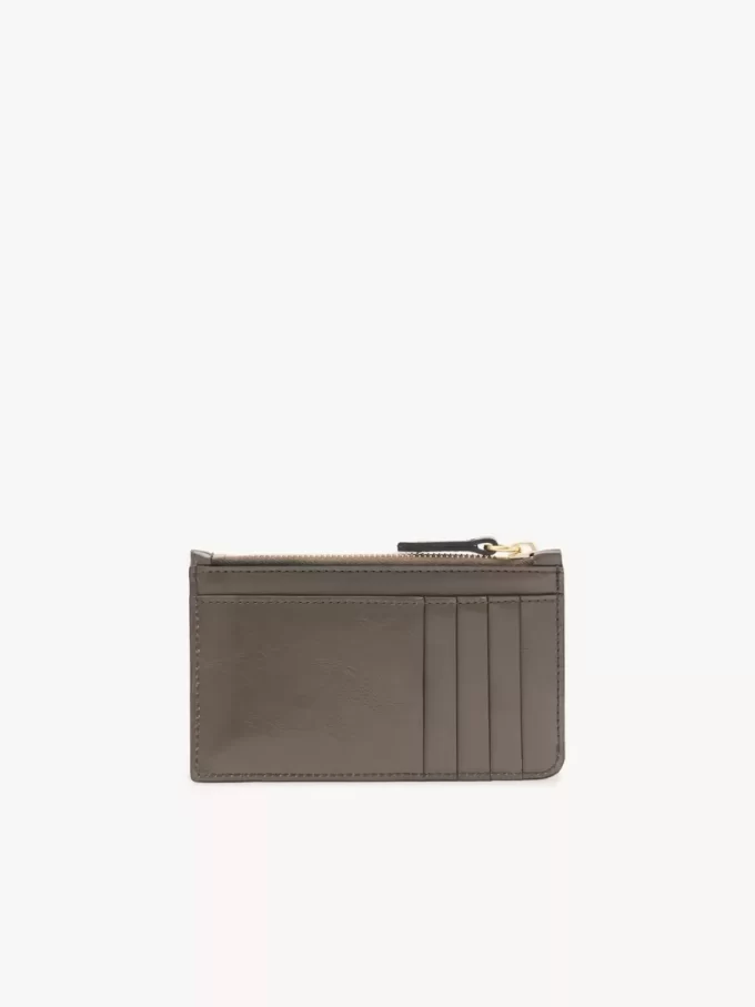 Petit porte-monnaie Chloé Iconic avec fentes pour cartes en cuir brillant