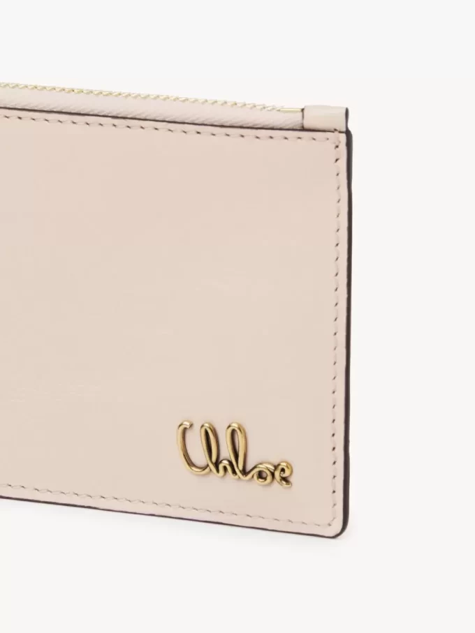 Petit porte-monnaie Chloé Iconic avec fentes pour cartes en cuir brillant