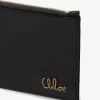 Petit porte-monnaie Chloé Iconic avec fentes pour cartes en cuir brillant