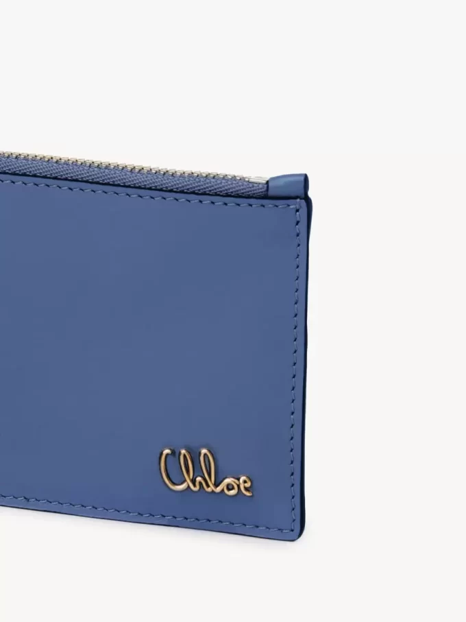 Petit porte-monnaie Chloé Iconic avec fentes pour cartes en cuir brillant