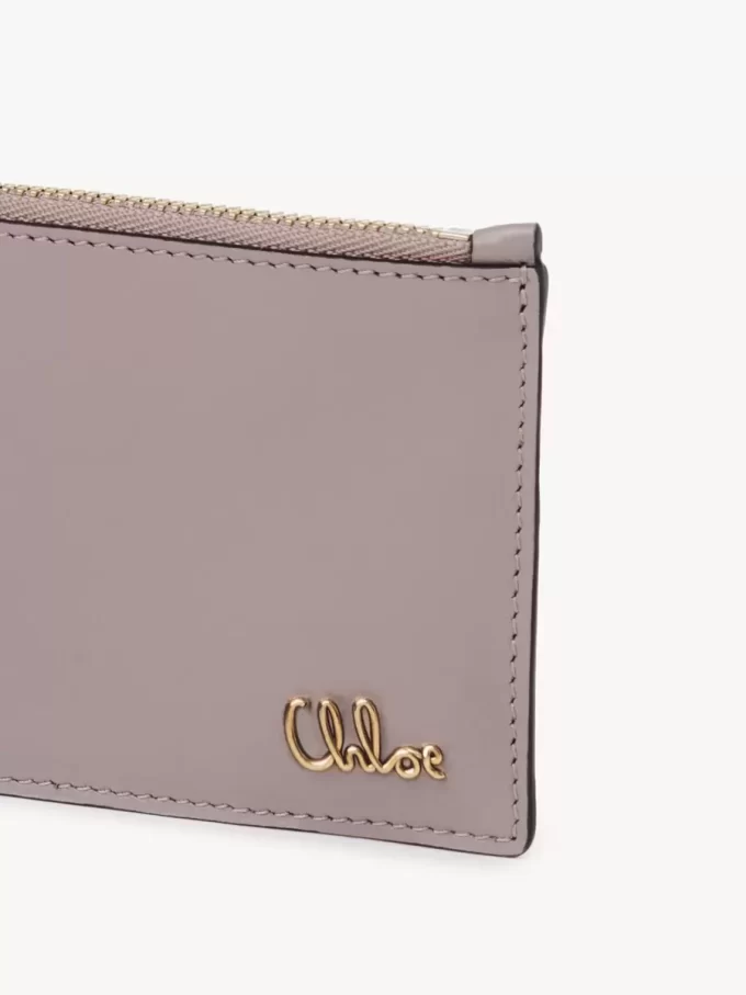 Petit porte-monnaie Chloé Iconic avec fentes pour cartes en cuir brillant