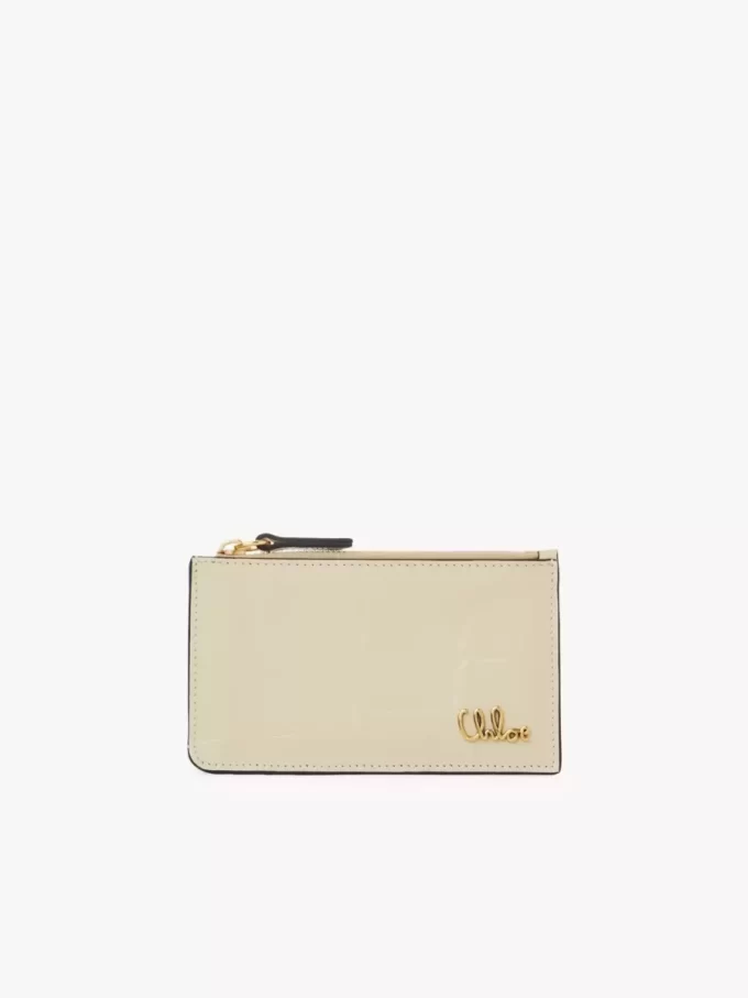 Petit porte-monnaie Chloé Iconic avec fentes pour cartes en cuir effet croco
