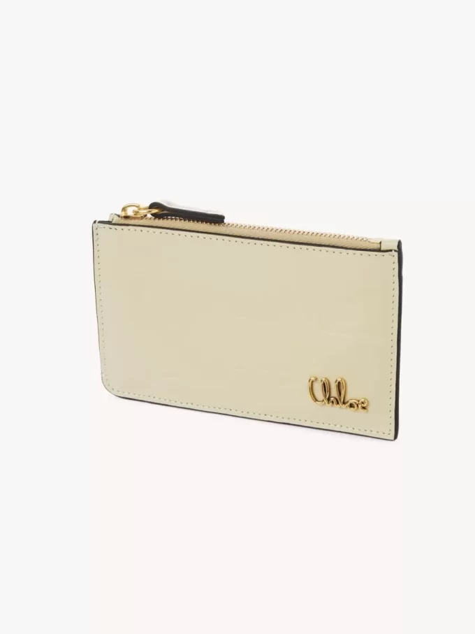 Petit porte-monnaie Chloé Iconic avec fentes pour cartes en cuir effet croco