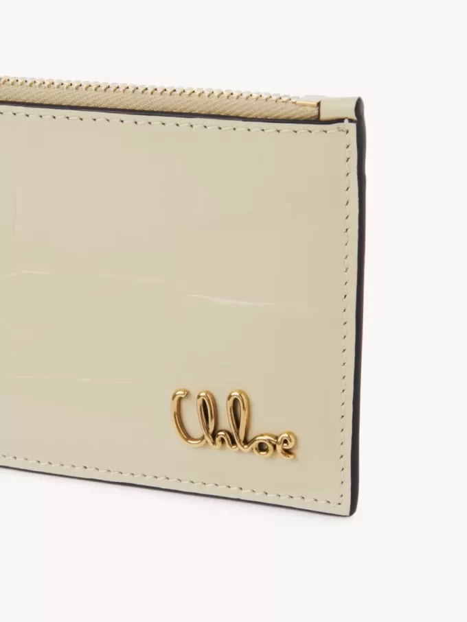 Petit porte-monnaie Chloé Iconic avec fentes pour cartes en cuir effet croco