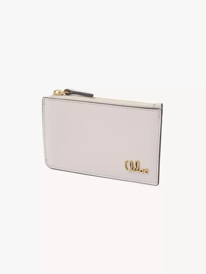 Petit porte-monnaie Chloé Iconic avec fentes pour cartes en cuir grainé