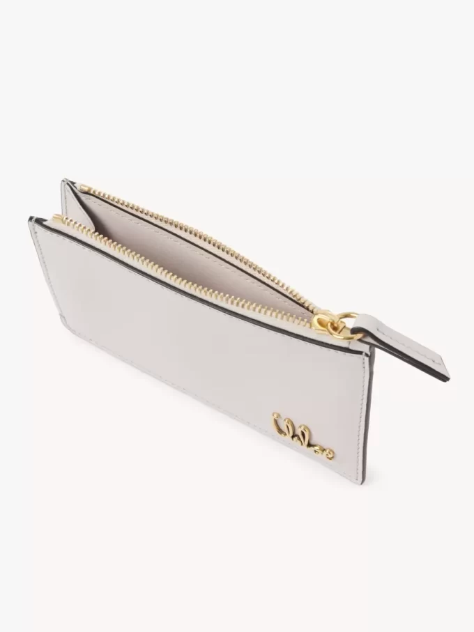 Petit porte-monnaie Chloé Iconic avec fentes pour cartes en cuir grainé