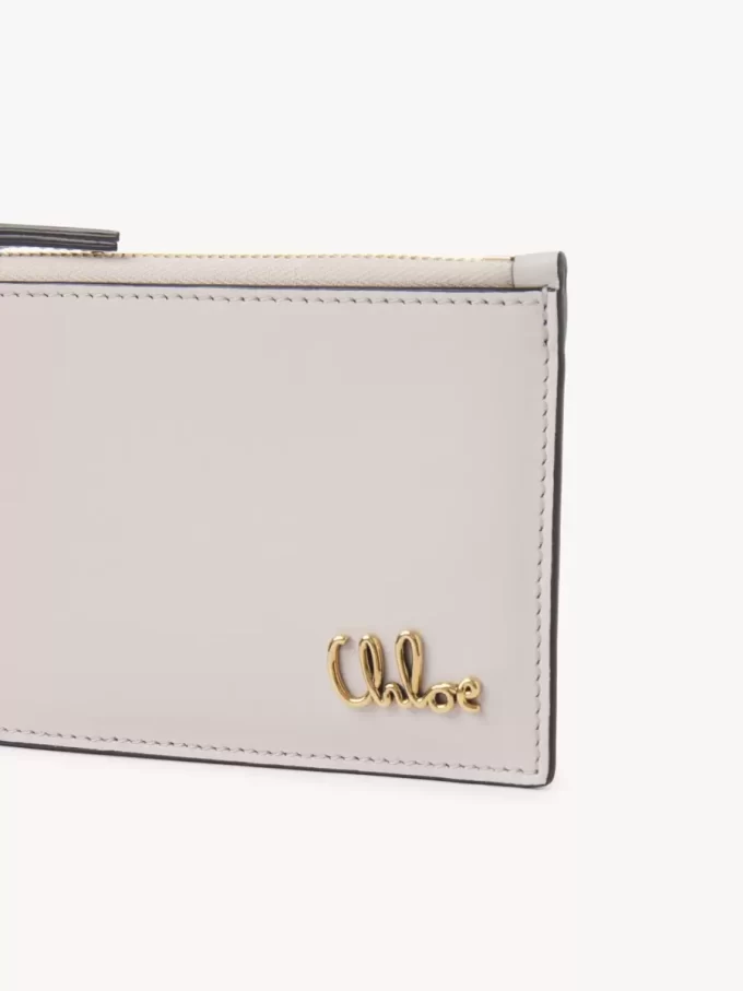 Petit porte-monnaie Chloé Iconic avec fentes pour cartes en cuir grainé