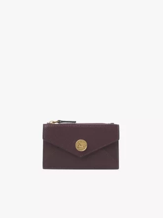 Petit porte-monnaie enveloppe avec fentes pour cartes en cuir grainé