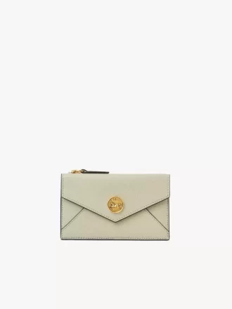 Petit porte-monnaie enveloppe avec fentes pour cartes en cuir grainé