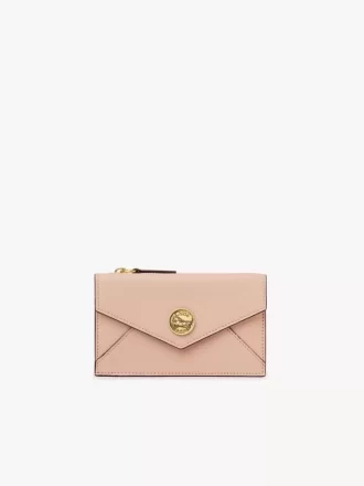 Petit porte-monnaie enveloppe avec fentes pour cartes en cuir grainé