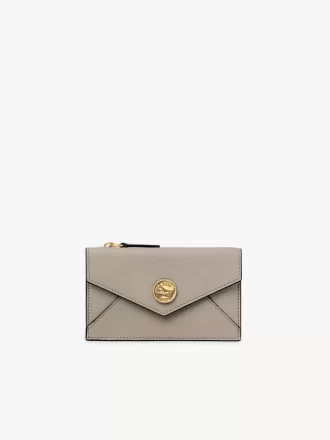Petit porte-monnaie enveloppe avec fentes pour cartes en cuir grainé