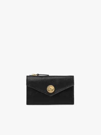 Petit porte-monnaie enveloppe avec fentes pour cartes en cuir grainé