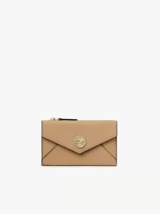 Petit porte-monnaie enveloppe avec fentes pour cartes en cuir grainé