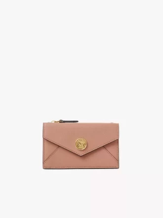 Petit porte-monnaie enveloppe avec fentes pour cartes en cuir grainé