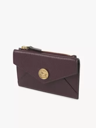 Petit porte-monnaie enveloppe avec fentes pour cartes en cuir grainé