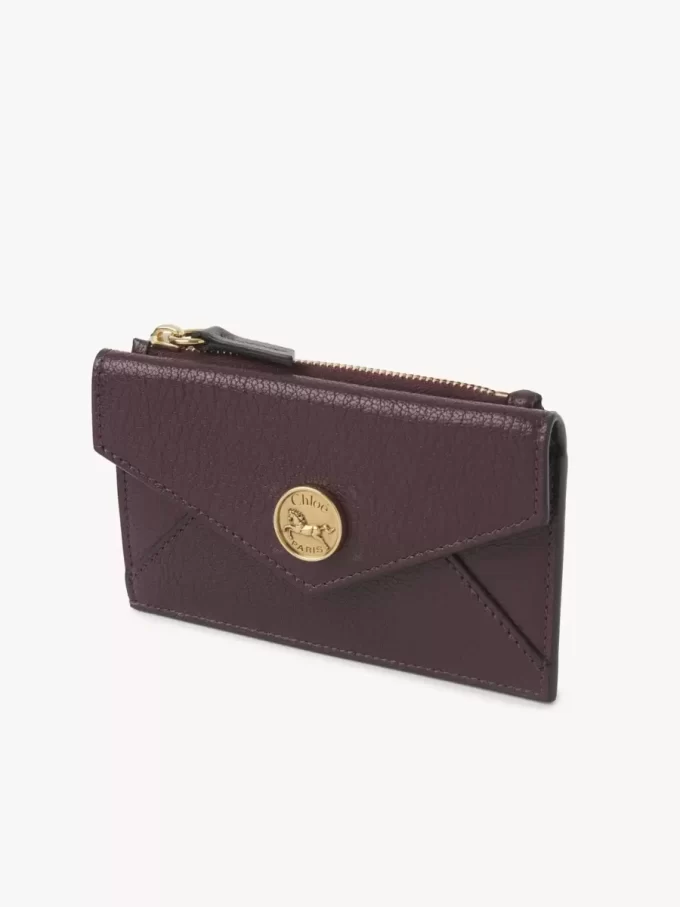 Petit porte-monnaie enveloppe avec fentes pour cartes en cuir grainé Petit porte-monnaie enveloppe avec fentes pour cartes en cuir grainé