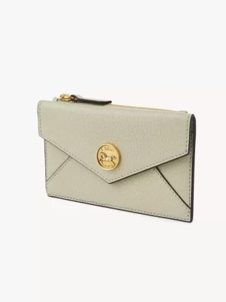 Petit porte-monnaie enveloppe avec fentes pour cartes en cuir grainé