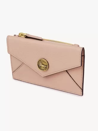 Petit porte-monnaie enveloppe avec fentes pour cartes en cuir grainé