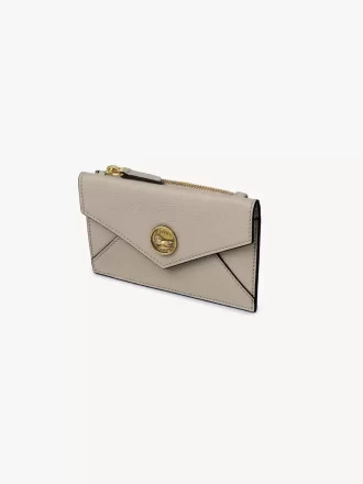 Petit porte-monnaie enveloppe avec fentes pour cartes en cuir grainé