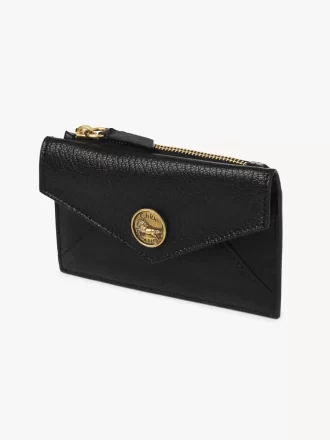 Petit porte-monnaie enveloppe avec fentes pour cartes en cuir grainé