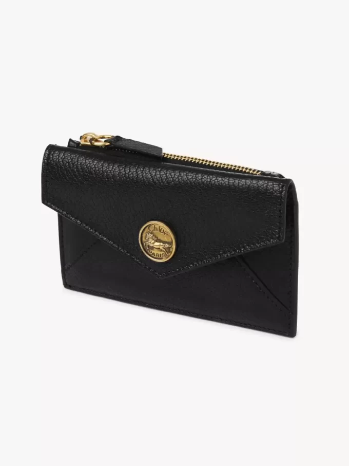 Petit porte-monnaie enveloppe avec fentes pour cartes en cuir grainé Petit porte-monnaie enveloppe avec fentes pour cartes en cuir grainé