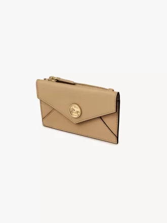 Petit porte-monnaie enveloppe avec fentes pour cartes en cuir grainé