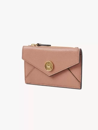 Petit porte-monnaie enveloppe avec fentes pour cartes en cuir grainé