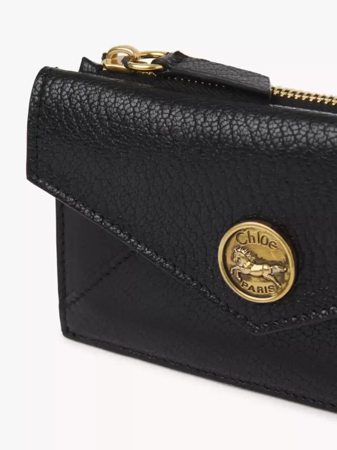 Petit porte-monnaie enveloppe avec fentes pour cartes en cuir grainé Petit porte-monnaie enveloppe avec fentes pour cartes en cuir grainé