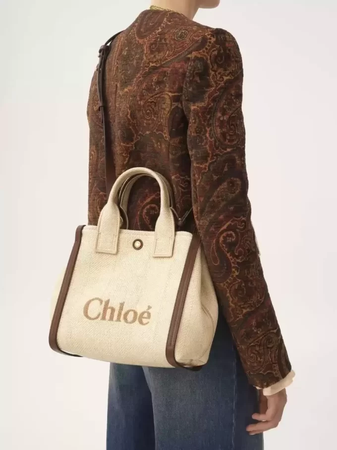 Petit sac cabas Chloé Carry en fibres effet raphia