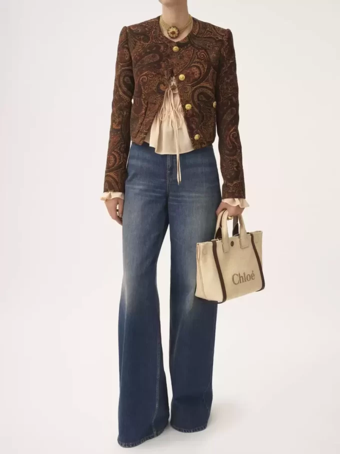 Petit sac cabas Chloé Carry en fibres effet raphia