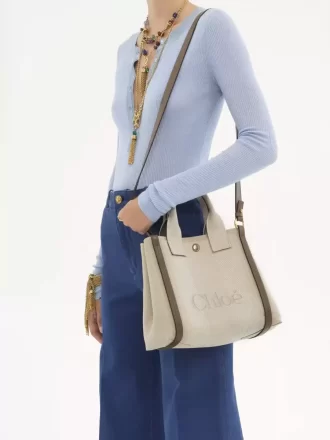 Petit sac cabas Chloé Carry en toile