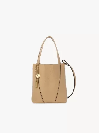 Petit sac cabas Chloé Spin en cuir grainé