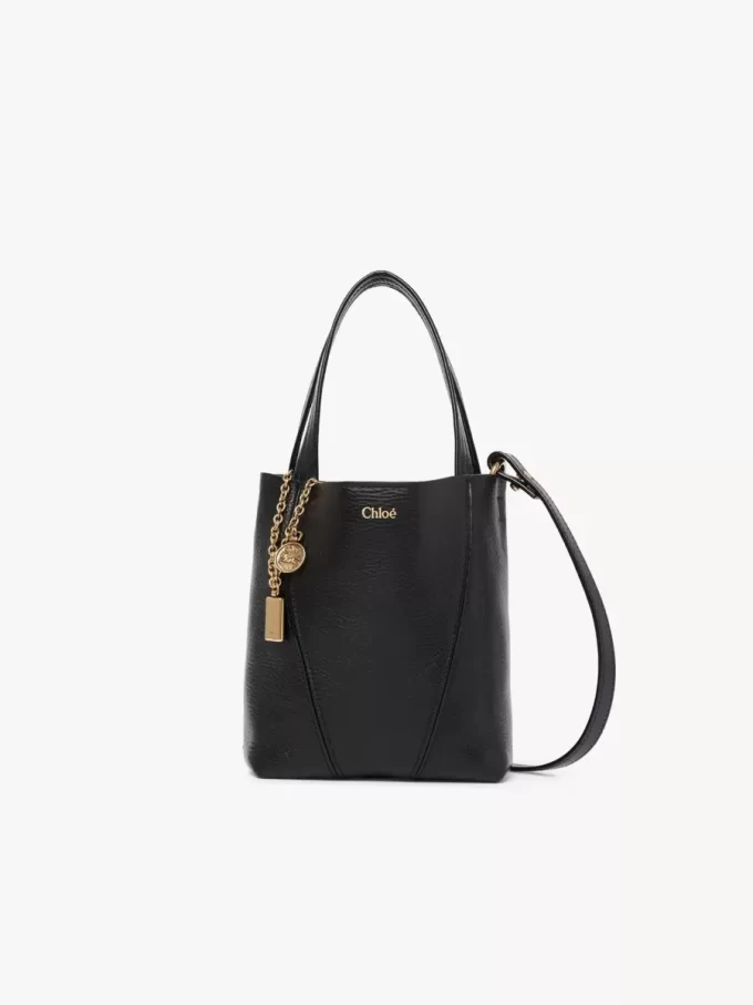 Petit sac cabas Chloé Spin en cuir grainé