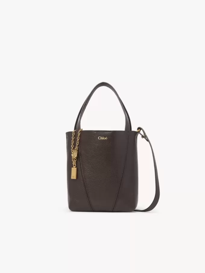 Petit sac cabas Chloé Spin en cuir grainé