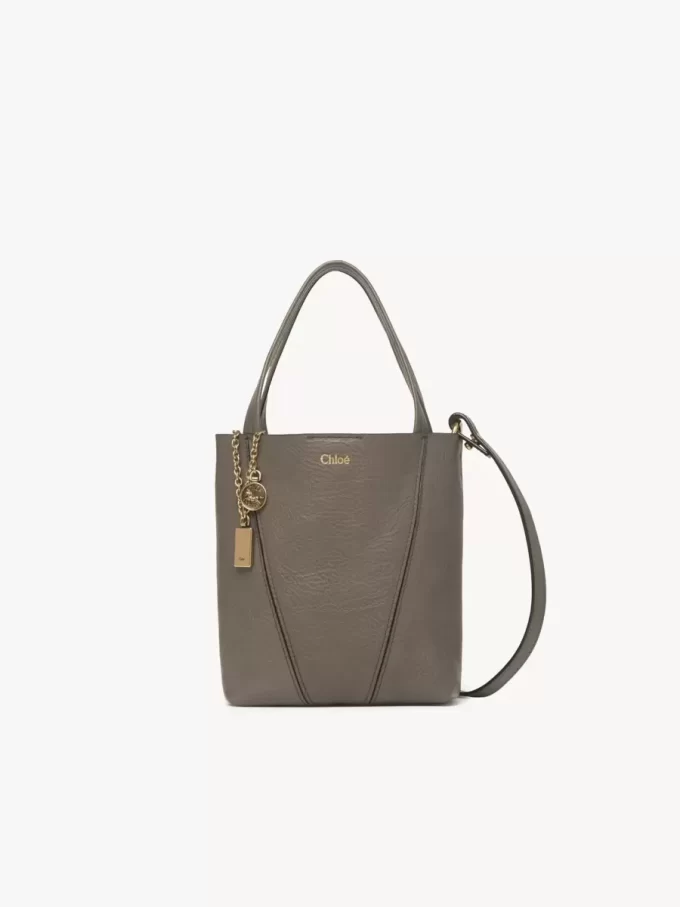 Petit sac cabas Chloé Spin en cuir grainé