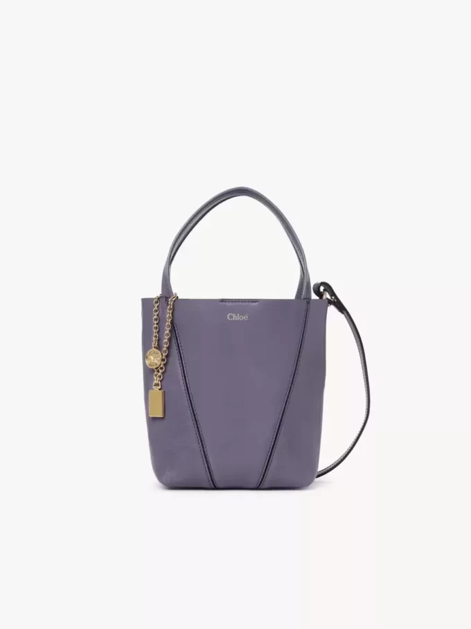 Petit sac cabas Chloé Spin en cuir grainé
