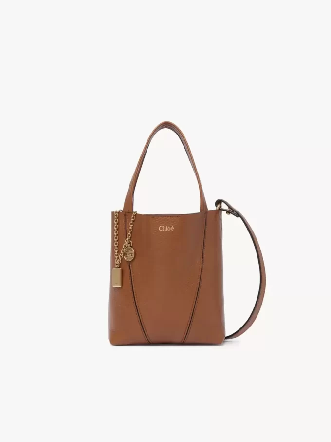 Petit sac cabas Chloé Spin en cuir grainé