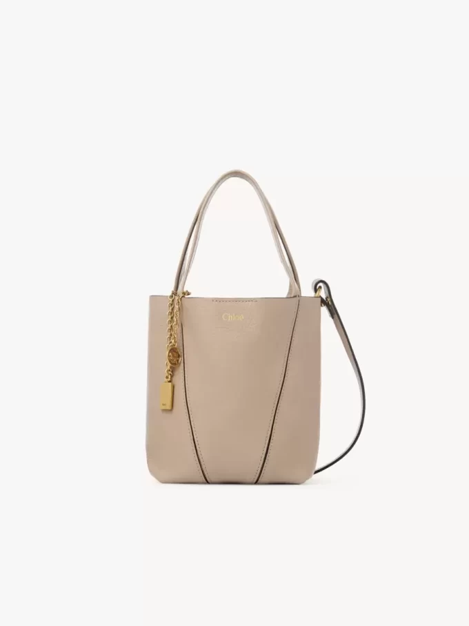 Petit sac cabas Chloé Spin en cuir grainé