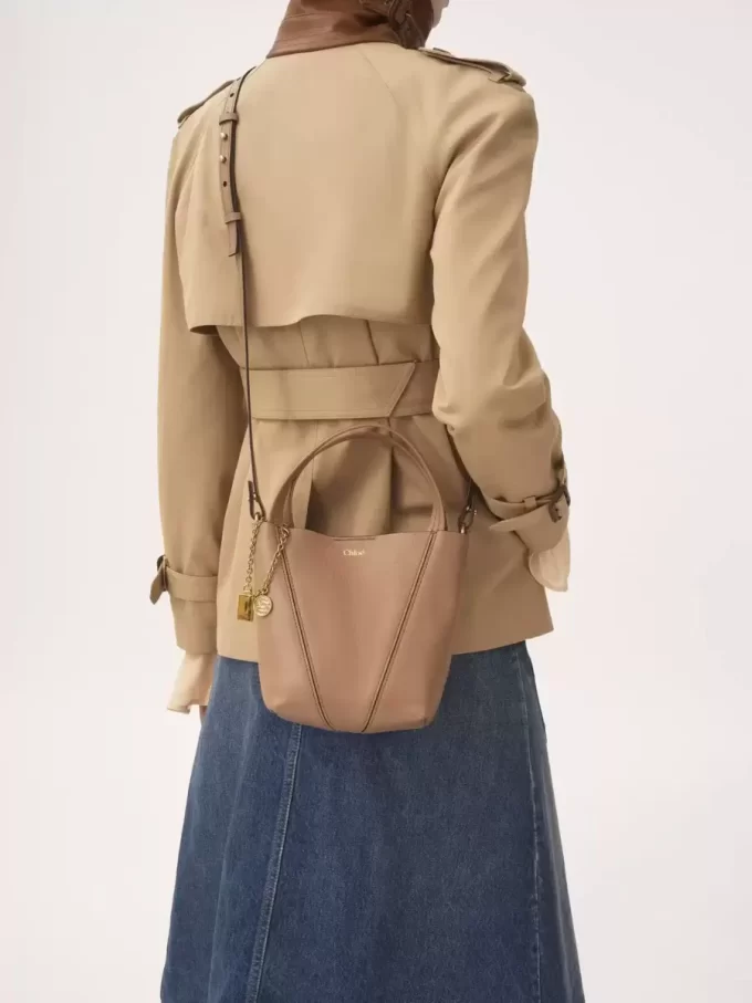 Petit sac cabas Chloé Spin en cuir grainé