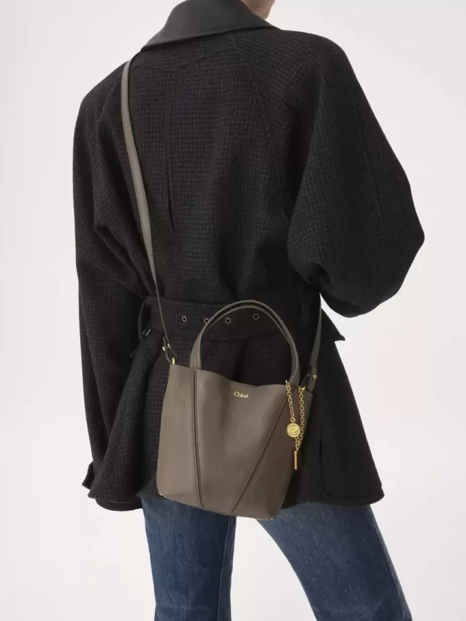 Petit sac cabas Chloé Spin en cuir grainé