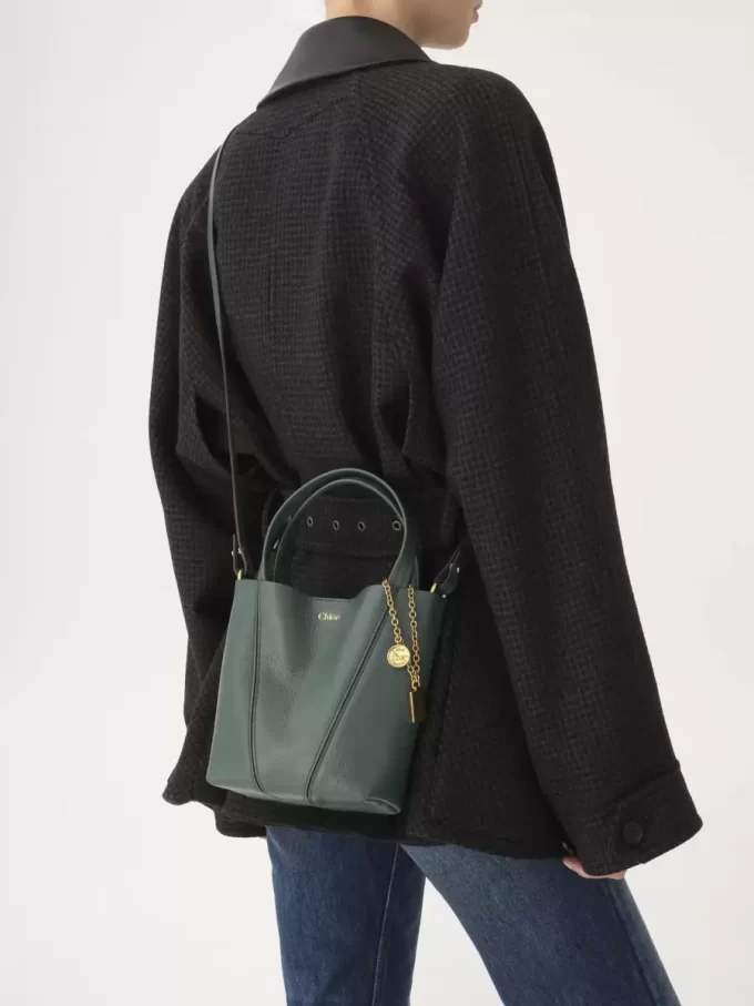 Petit sac cabas Chloé Spin en cuir grainé