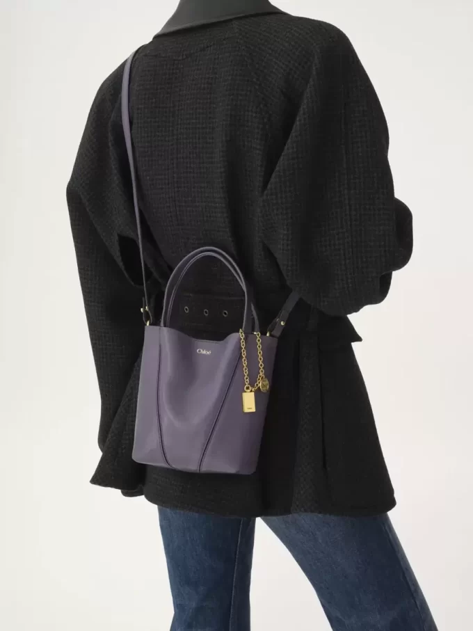 Petit sac cabas Chloé Spin en cuir grainé