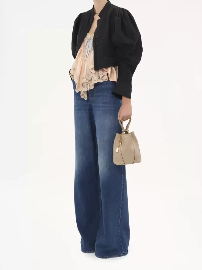 Petit sac cabas Chloé Spin en cuir grainé