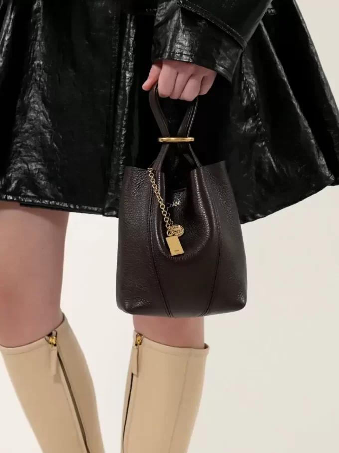 Petit sac cabas Chloé Spin en cuir grainé
