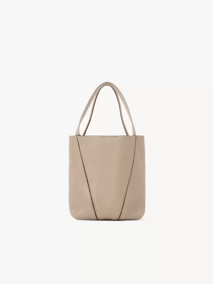 Petit sac cabas Chloé Spin en cuir grainé