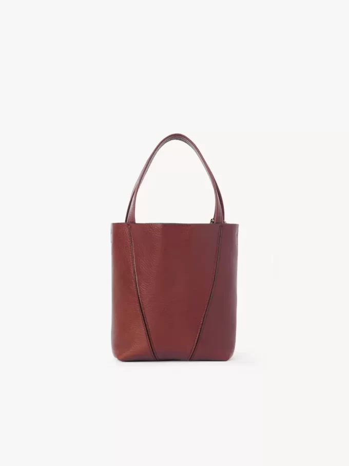 Petit sac cabas Chloé Spin en cuir grainé
