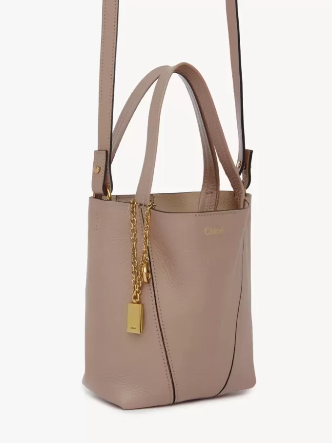 Petit sac cabas Chloé Spin en cuir grainé